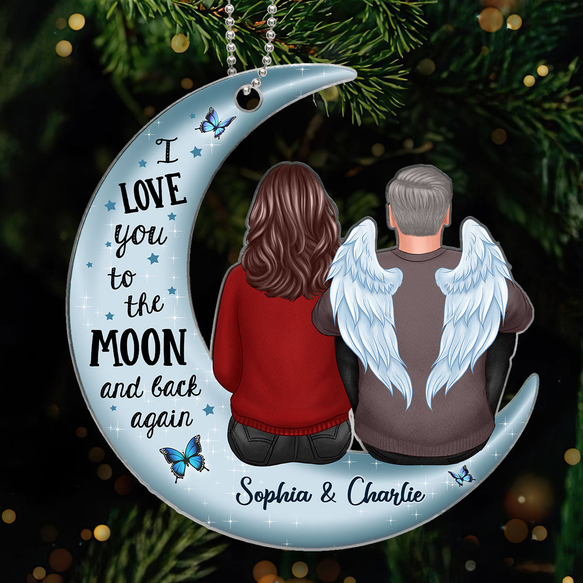 Always With You Family Memorial Sympathy Keepsake Moon Personalized Acrylic Ornament