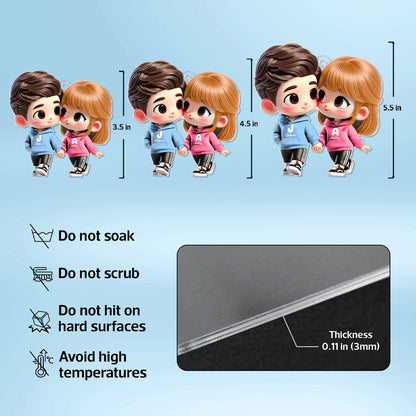 Cute Cartoon Couple Holding Hands Personalized Acrylic Car Hanger, Anniversary &  Gift for him, Gift for her