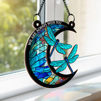 Dragonfly Memory Moon Personalized Window Hanging Suncatcher Ornament, Sympathy Gift For Loved Ones