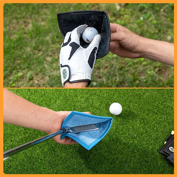 Personalized Leather Absorb Water Golf Towel with Golf Tees Retractable Clip Portable Accessories Birthday Gift for Golf Lovers