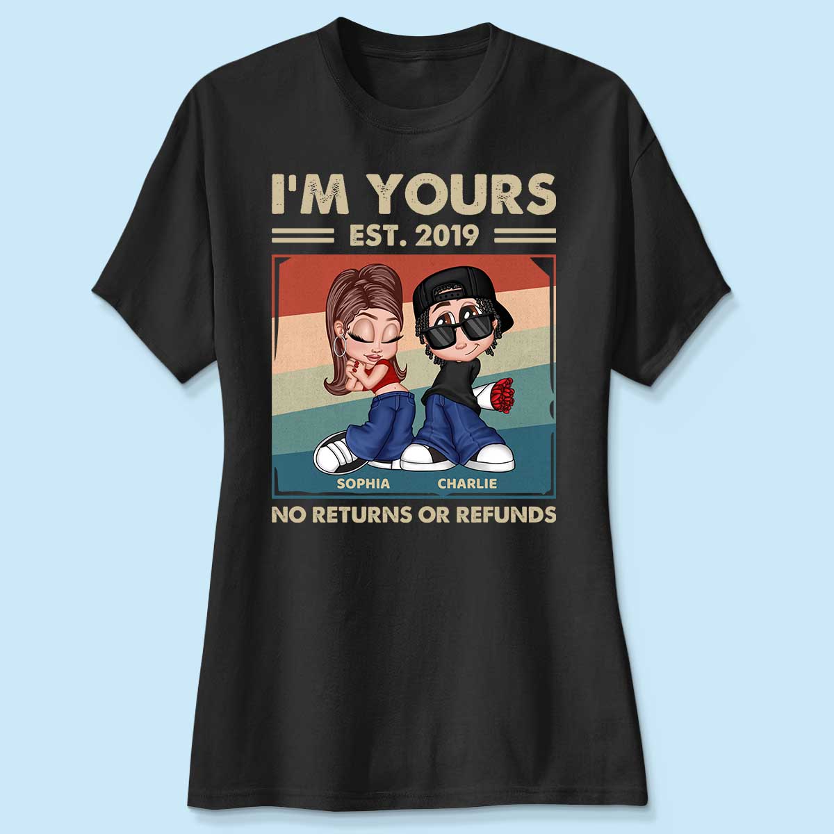 Y2K Couple Retro Frame Personalized Shirt, Gift For Him Gift For Her