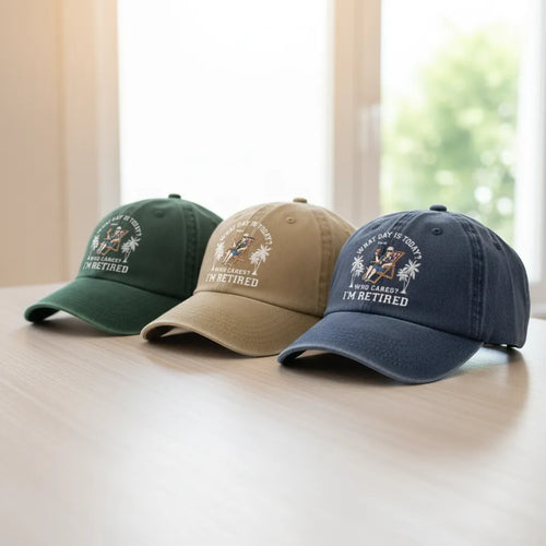 Custom Vintage Washed Denim Baseball Cap - Personalized Retirement Gifts For Women, Men - Finally Living On Island Time