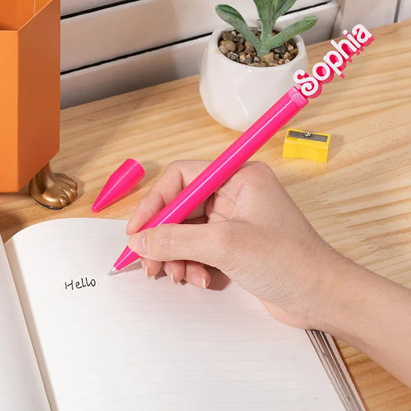 Personalised Multi-Color 3D Printed Retro Dolly Font Name Pen 0.5mm Set of 2 Back to School Gift for Student Classmate Teacher