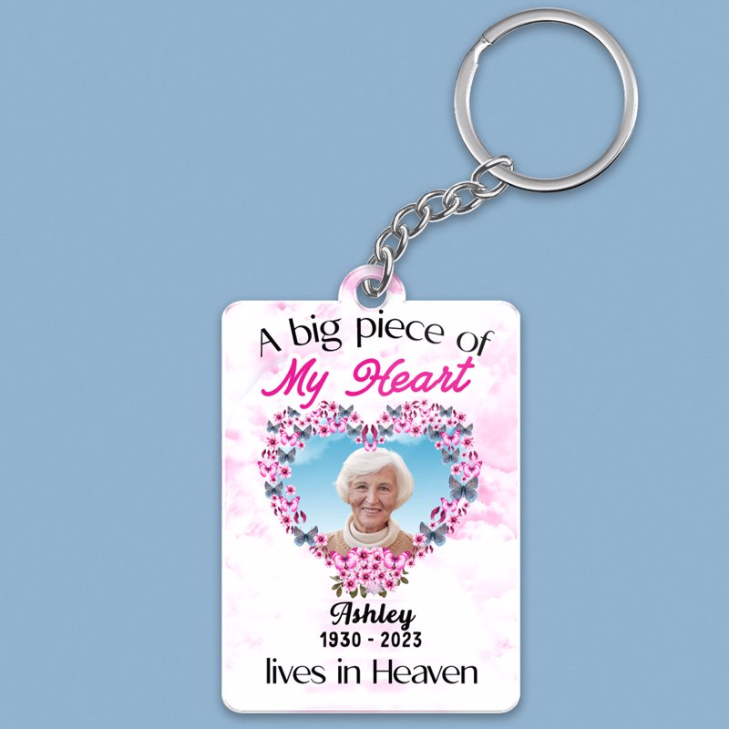 A Big Piece Of My Heart Lives In Heaven Family Memorial Personalized Acrylic Keychain