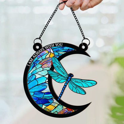 Dragonfly Memory Moon Personalized Window Hanging Suncatcher Ornament, Sympathy Gift For Loved Ones