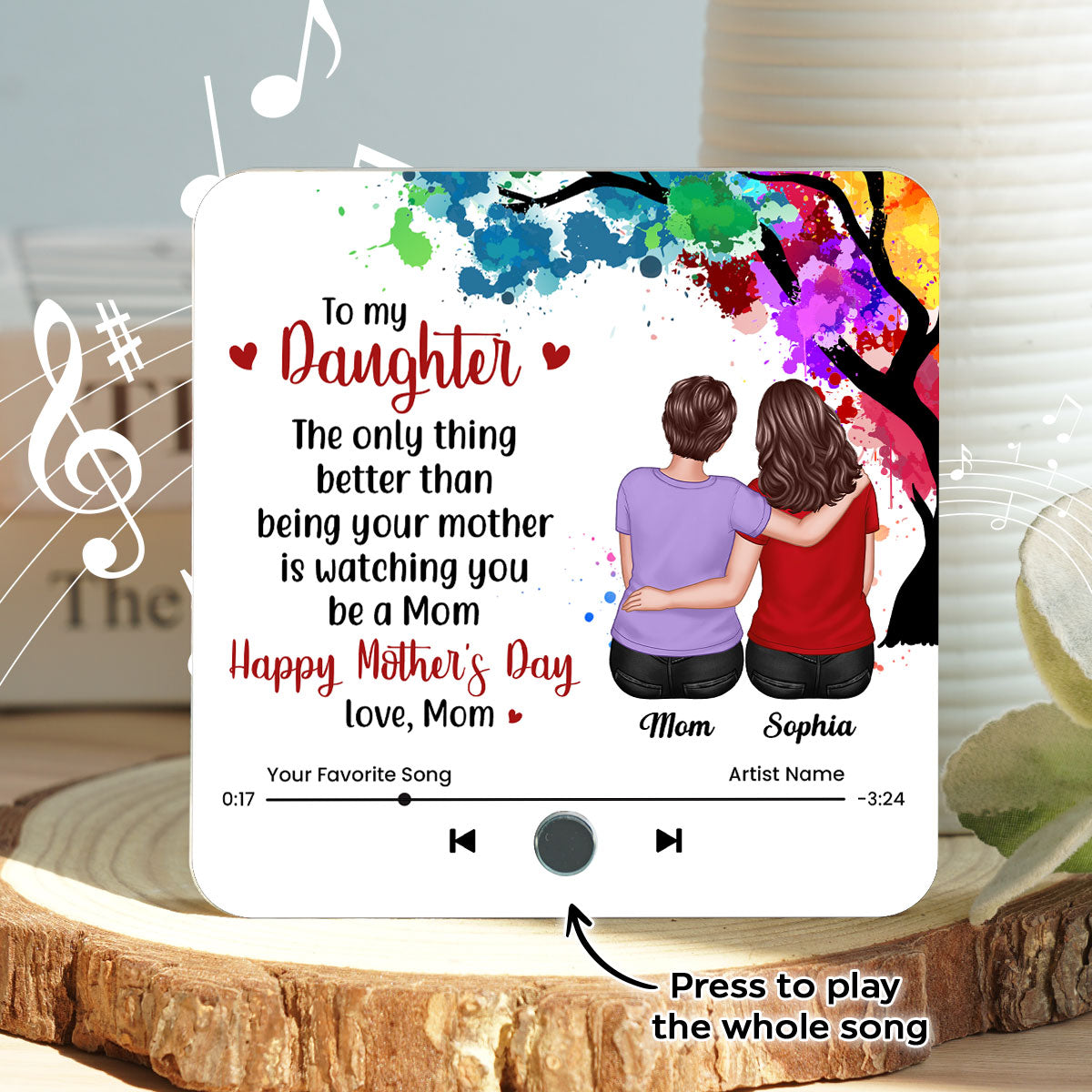 From Mom To My Daughter Personalized Music Fridge Magnet, Heartfelt Mother's Day Gift for Daughter, Daughter-in-law