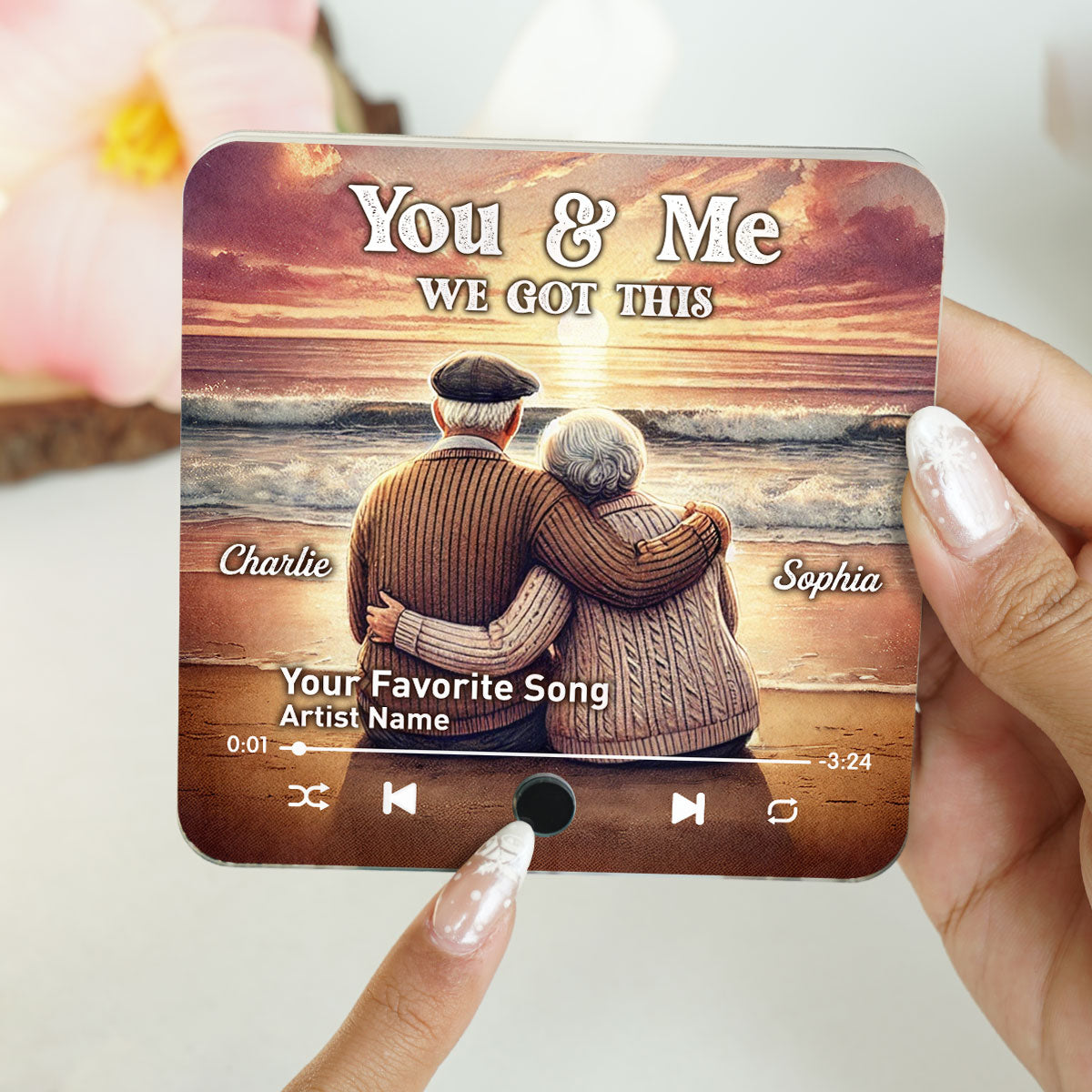 You & Me We Got This Old Couple At Sunset Beach Personalized Music Fridge Magnet, Valentine's Gift For Her, Gift For Him