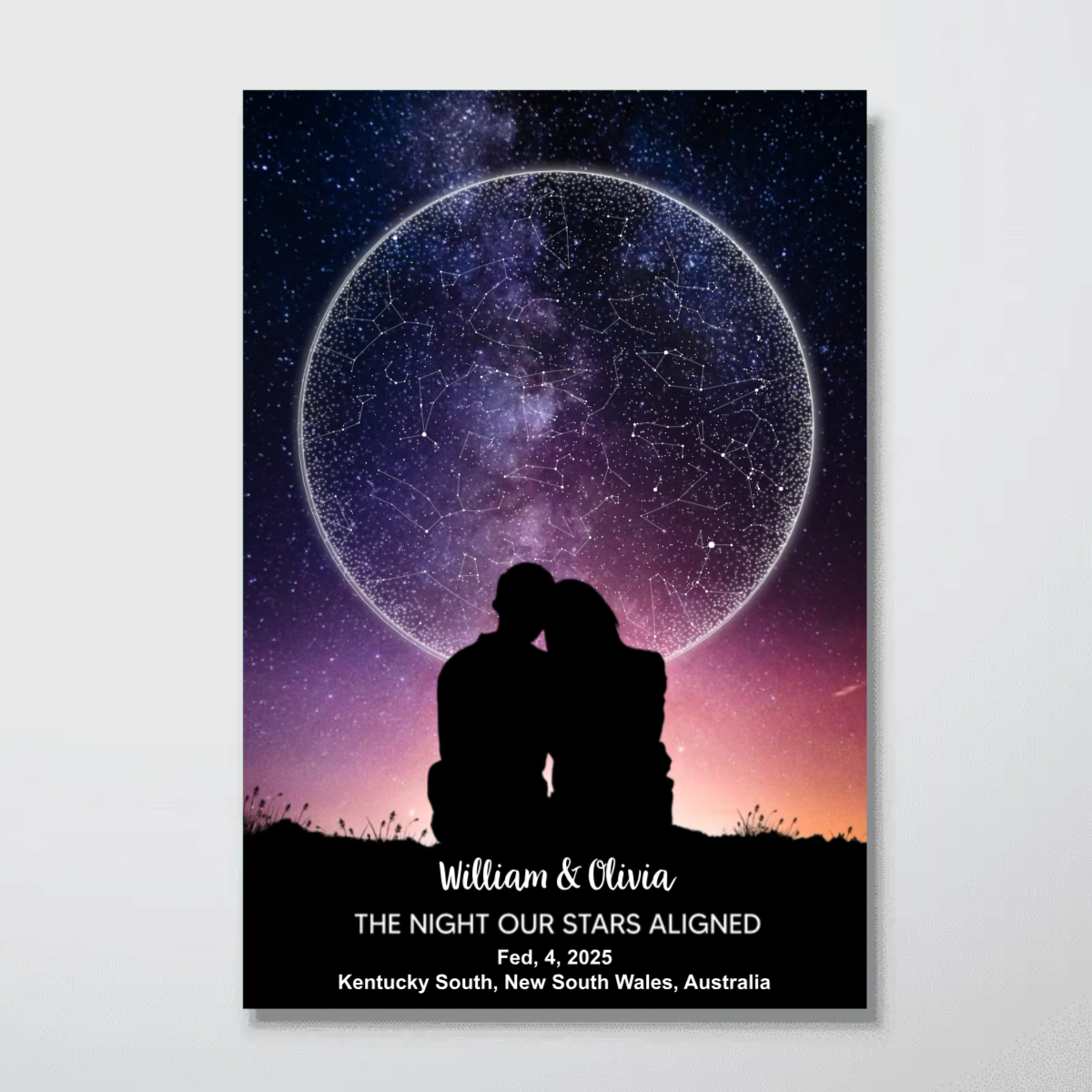 Custom Star Map Couple Under Sky Poster, Capture the Precious Moment, The Night We Met Couple Anniversary Gift, Wedding Gift, Constellation Print, Real Astronomical Data