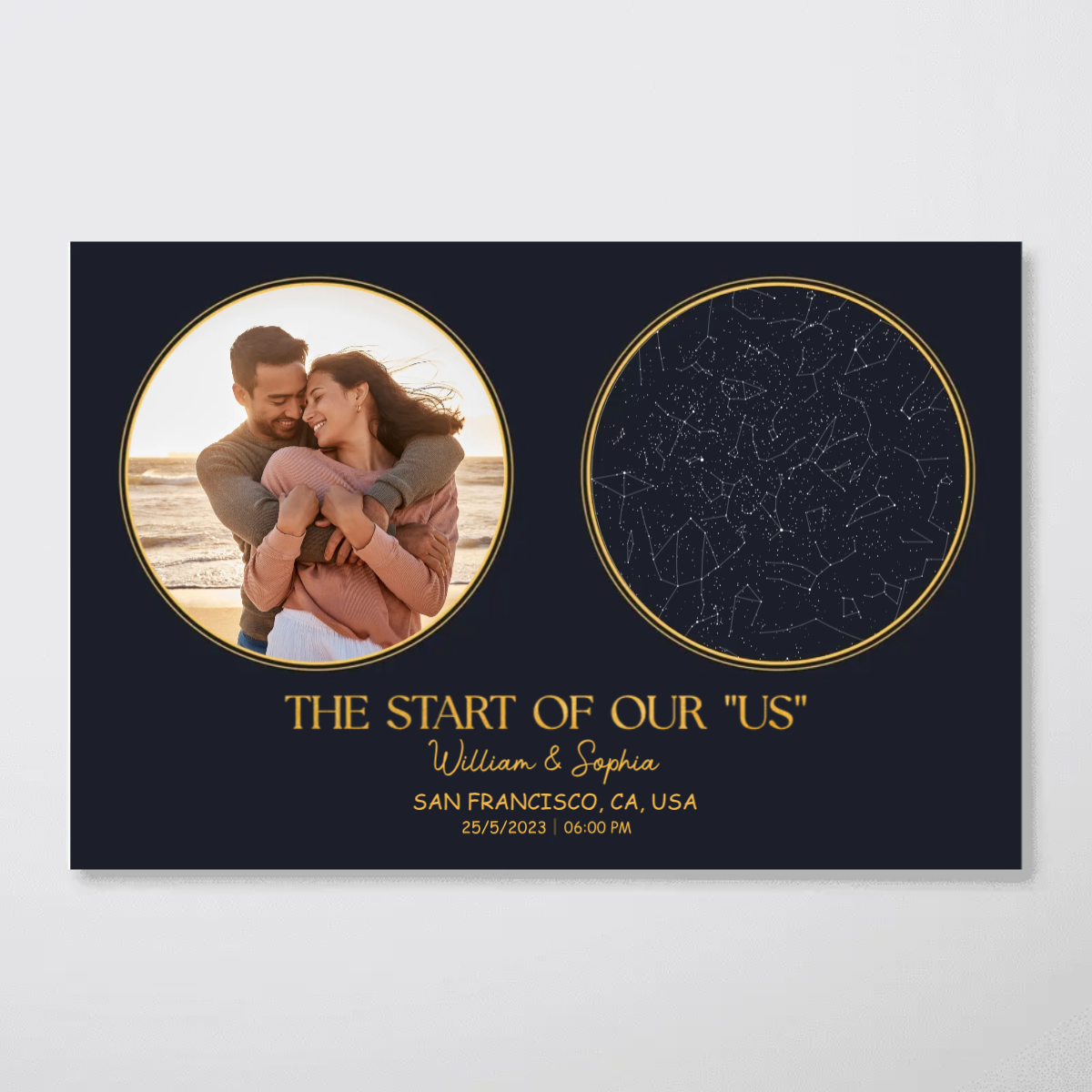 Capturing The Moment Couple Custom Golden Star Map Personalized Poster, Heartfelt Anniversary Gift For Couple, For Her, For Him