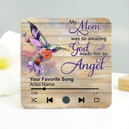 Hummingbird My Mom Was So Amazing God Made Her An Angel Personalized Music Fridge Magnet, Memorial Keepsake, Remembrance Gift