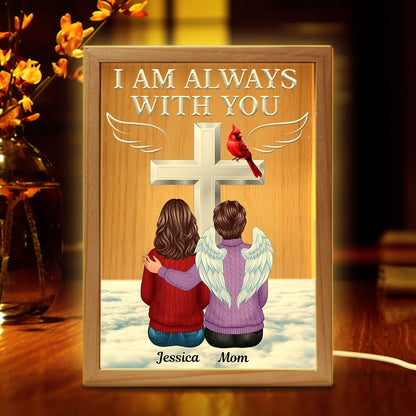 Always With You Family Memorial Cross Cardinal Personalized Frame Light Box