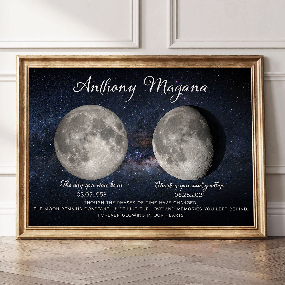 Lost Loved One Moon Phase Art Memorial Sympathy Gift Personalized Poster