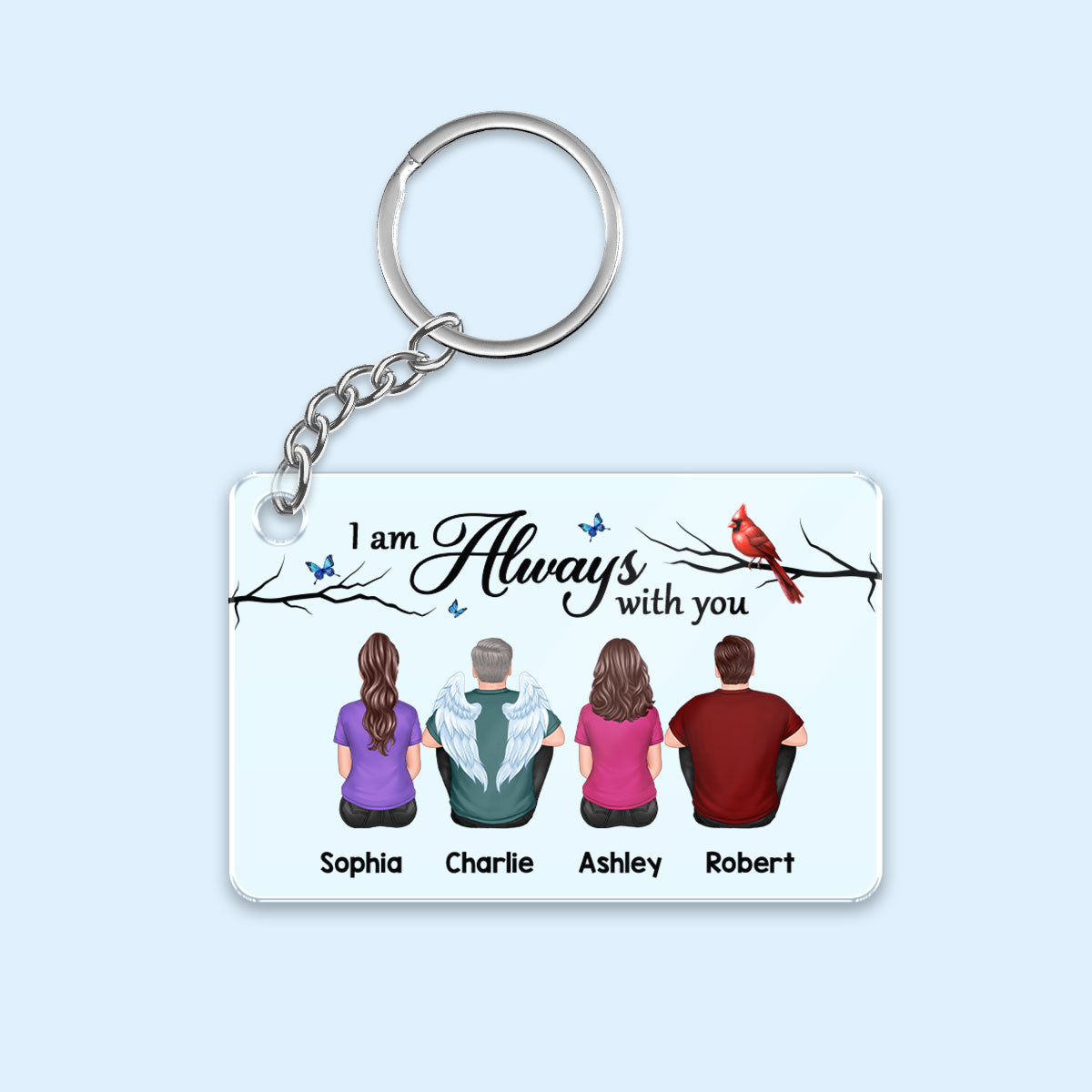 Simple Cardinal Family Memorial Gift Remembrance Keepsake Personalized Acrylic Keychain