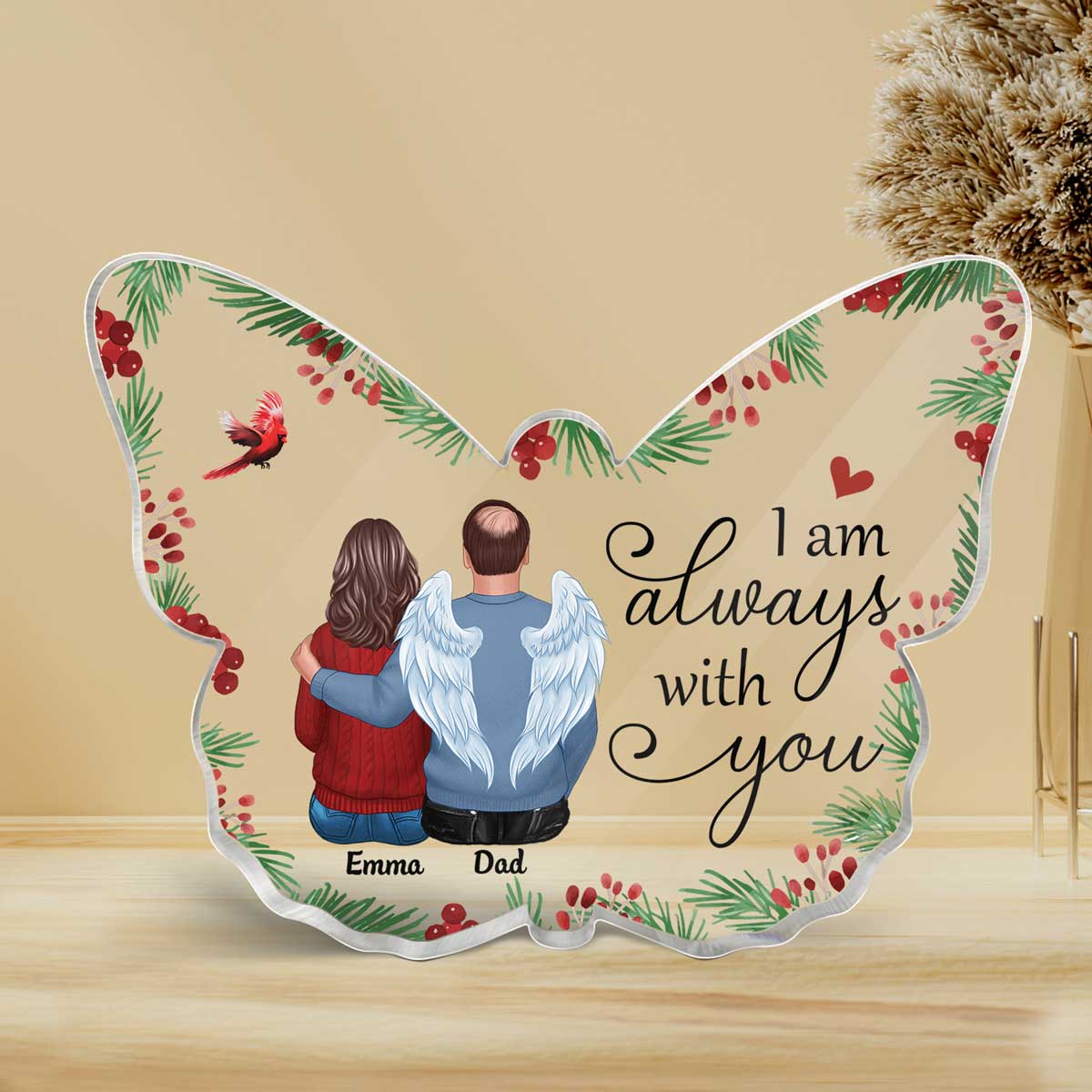 Holly Branch Memorial Personalized Butterfly Acrylic Plaque