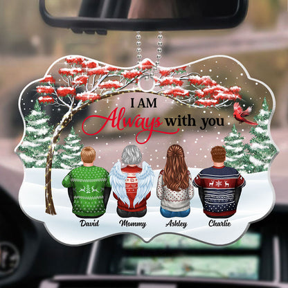 Family Sitting Red Tree Memorial Personalized Acrylic Ornament