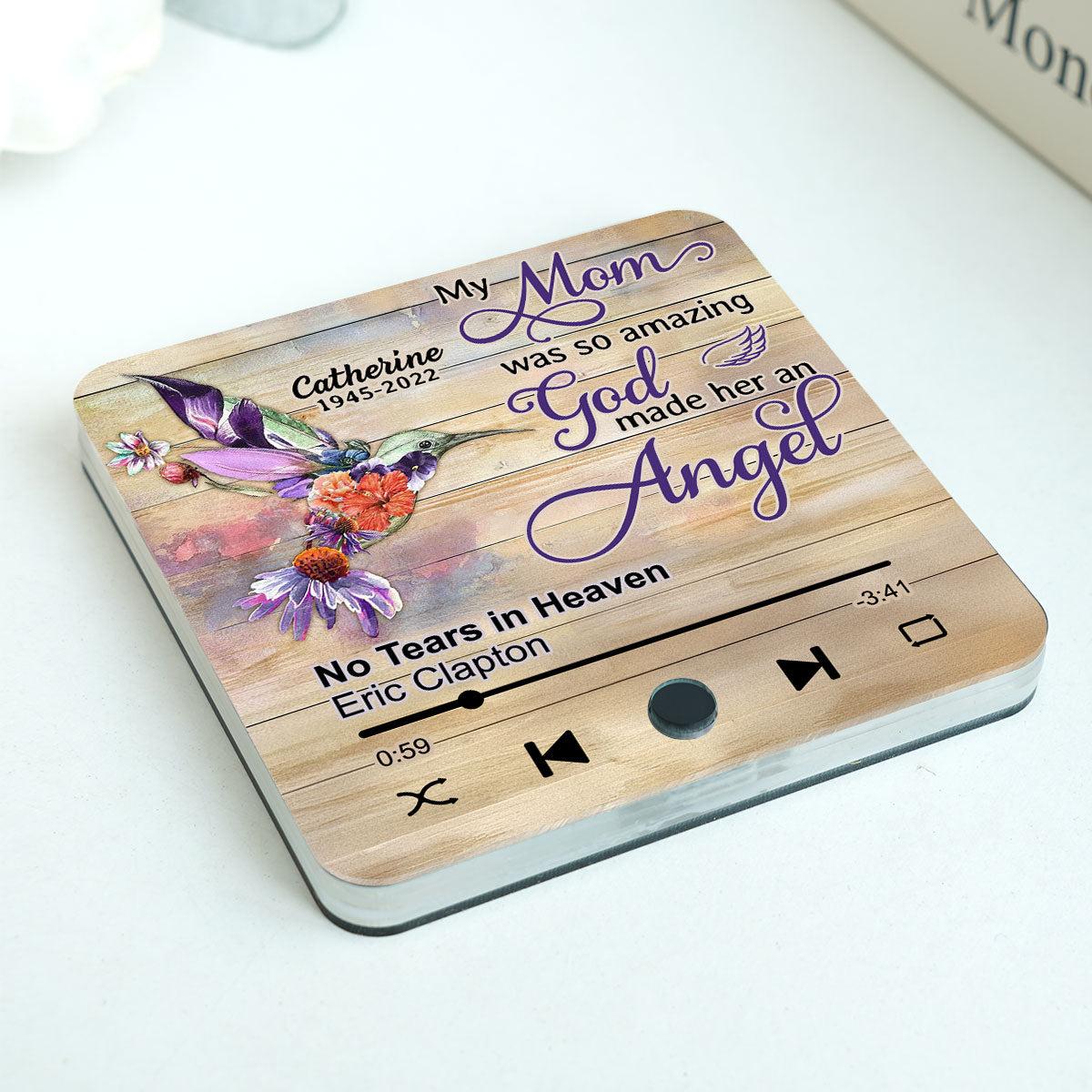 Hummingbird My Mom Was So Amazing God Made Her An Angel Personalized Music Fridge Magnet, Memorial Keepsake, Remembrance Gift