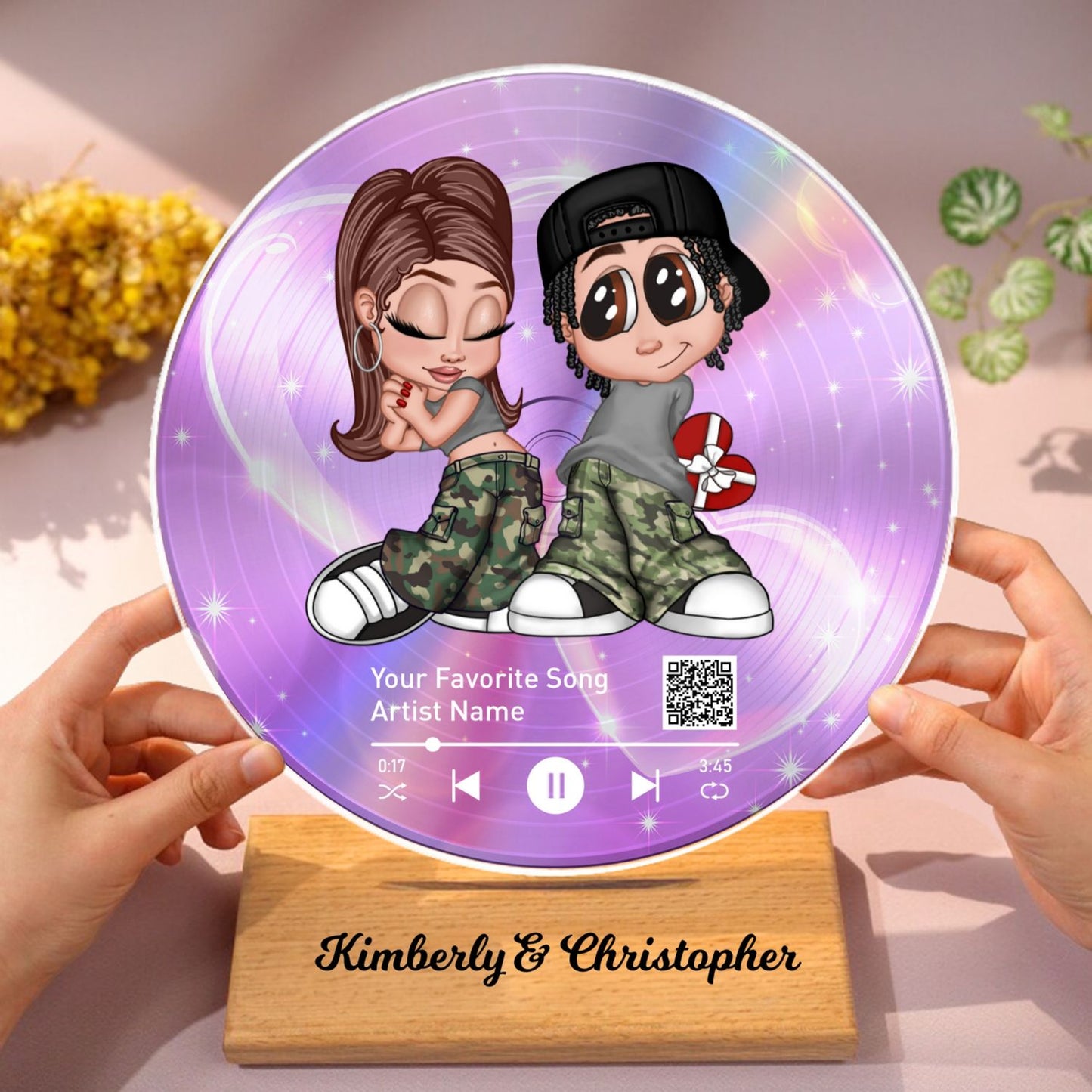 Y2K Couple Custom Vinyl Record, Favorite Song QR Code Acrylic Plaque, Valentine's Day, Anniversary, Birthday Gift for her, Gift for him