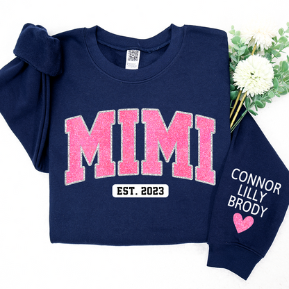 Mimi Pink Glitter Sweatshirt, Custom Mimi And Kids, Grandma Gift TH Sweatshirt