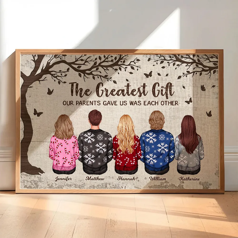 Personalized Siblings Christmas Poster, Personalized Brothers and Sisters Ornament, Siblings Gift