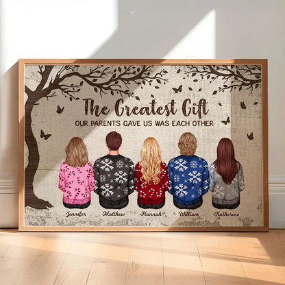 Personalized Siblings Christmas Poster, Personalized Brothers and Sisters Ornament, Siblings Gift