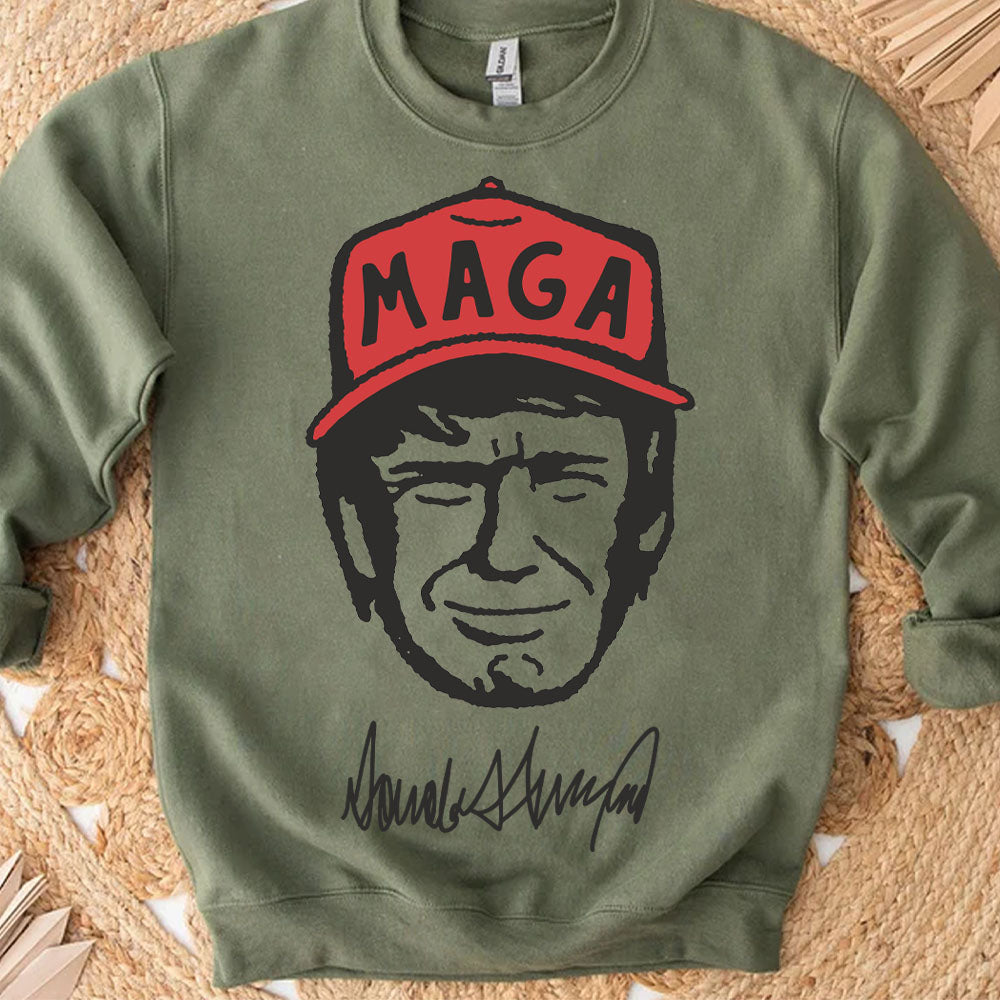 Trump MAGA Hat Cartoon Shirt, Trump MAGA Sweatshirt, Republican Sweater T1588 - GOP