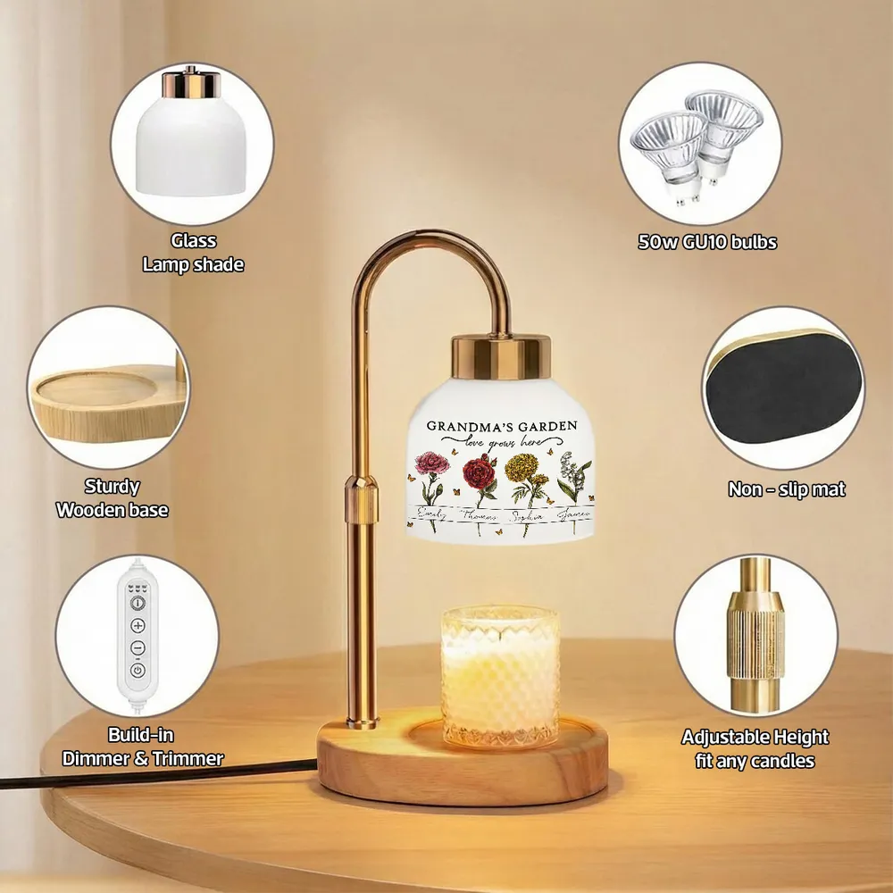 Beautiful Grandma Garden Custom Birth Month Flowers - Personalized Candle Warmer Lamp - Gift For Grandma, Mom