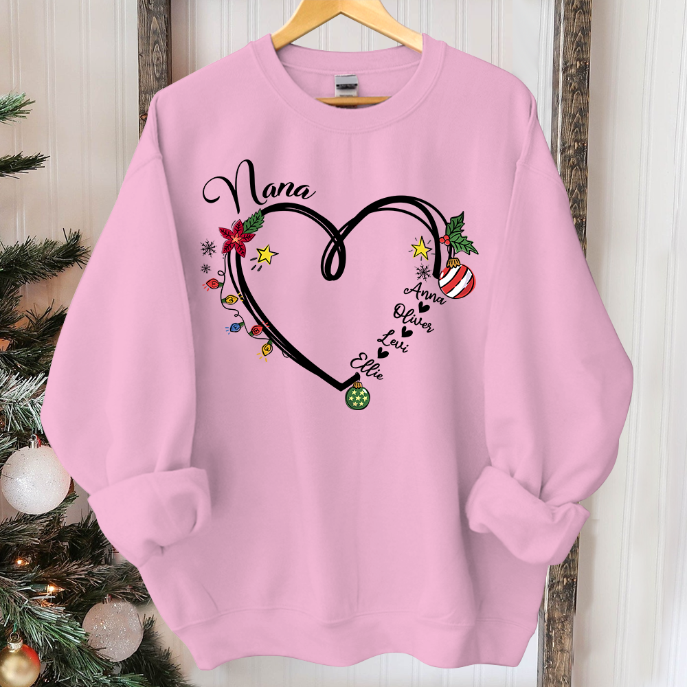 Nana Heart Christmas And Grandkids Sweatshirt