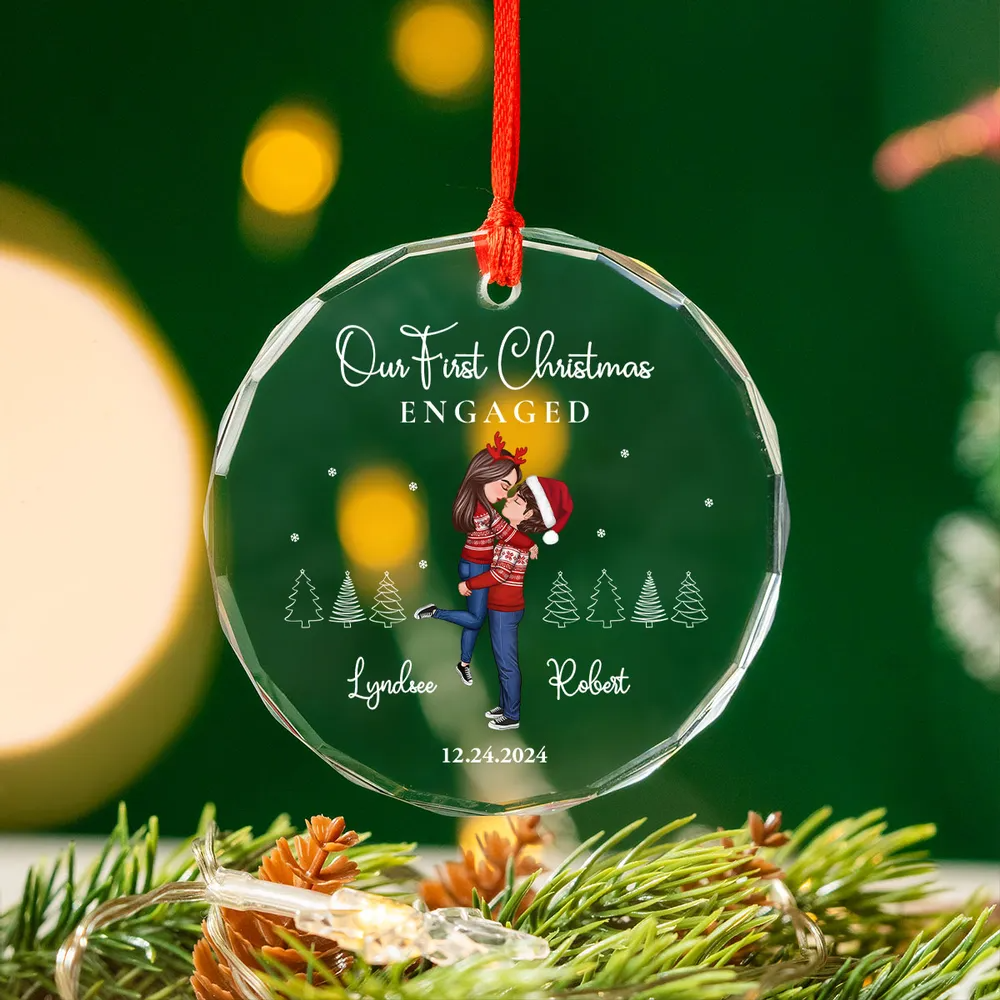 Our First Christmas Engaged Married, Newly Engaged Married Couple Personalized Ornament