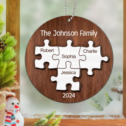 Pieces Of Our Family Christmas Keepsake Personalized Wooden Ornament