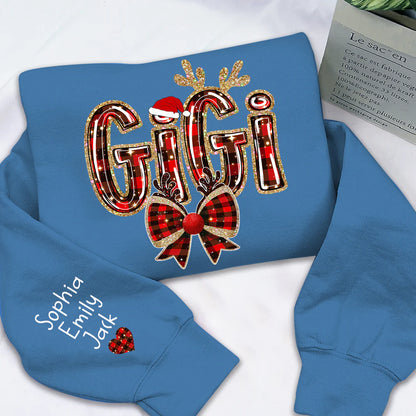 Custom Coquette Bow Christmas Sweatshirt for Grandma, Perfect Gift for Gigi and Grandkids