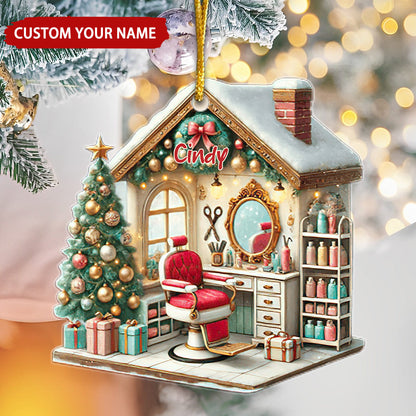 Hair Salon Christmas Tree Personalized Ornament, Gift For Hairdresser