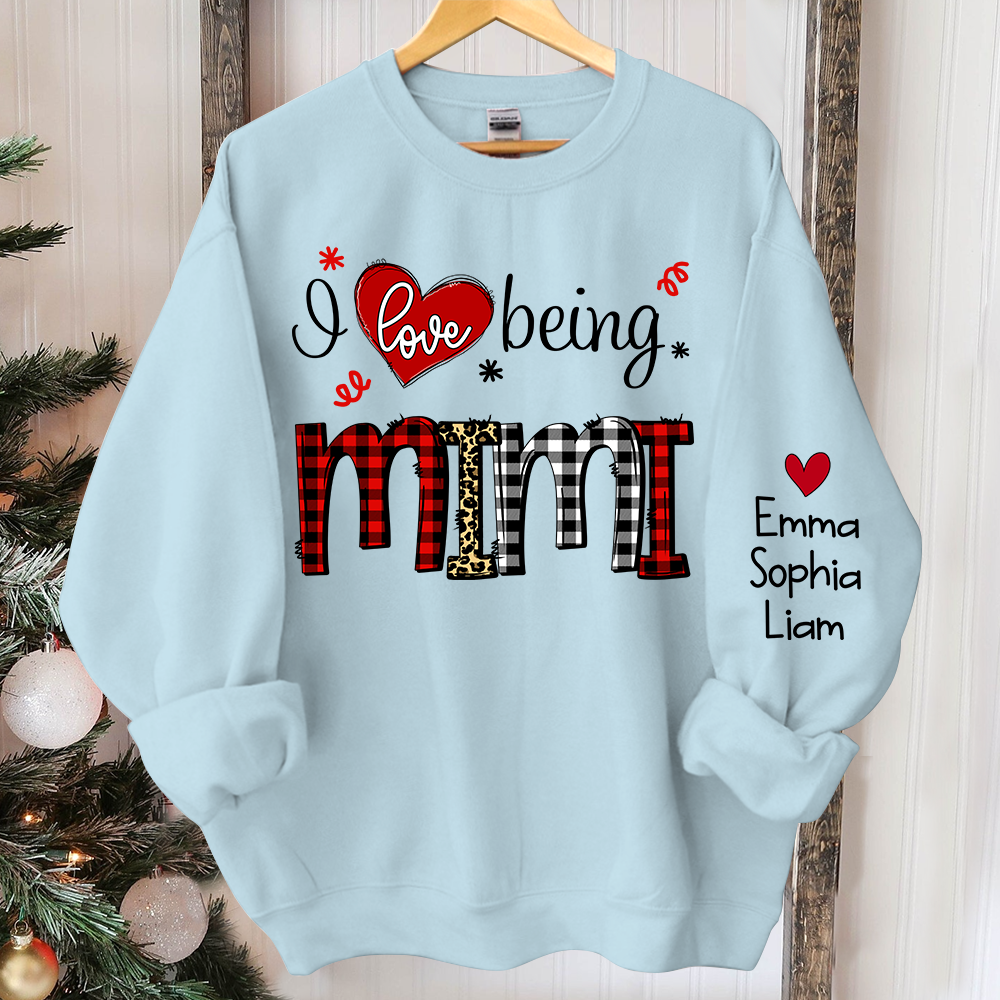 I Love Being Mimi Christmas, Custom Mimi And Kids TH Sweatshirt