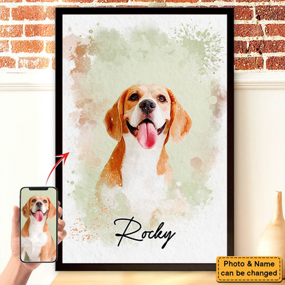 Personalized Watercolor Pet Poster From Photo, Gift For Pet Owners, New Pet Gift, Pet Memorial Gift