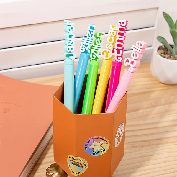 Personalised Multi-Color 3D Printed Retro Dolly Font Name Pen 0.5mm Set of 2 Back to School Gift for Student Classmate Teacher