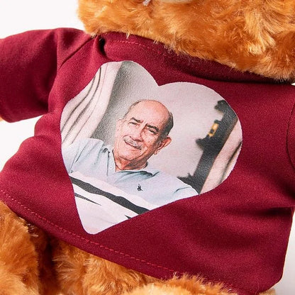 Personalised Cute Plush Stuffed Memory Bear with Heart Photo Shirt or Hoodie Memorial Anniversary Gift for Family Friend