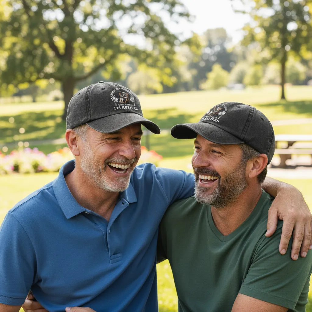 Custom Vintage Washed Denim Baseball Cap - Personalized Retirement Gifts For Women, Men - Finally Living On Island Time