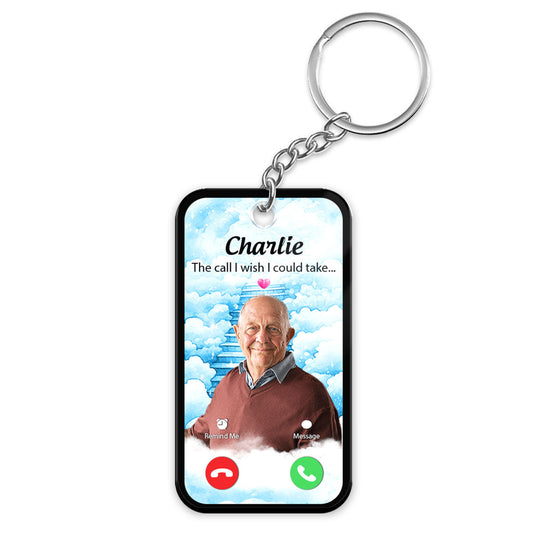 The Call I Wish I Could Take Memorial Sympathy Gift Remembrance Keepsake Photo Inserted Blue Sky Personalized Acrylic Keychain