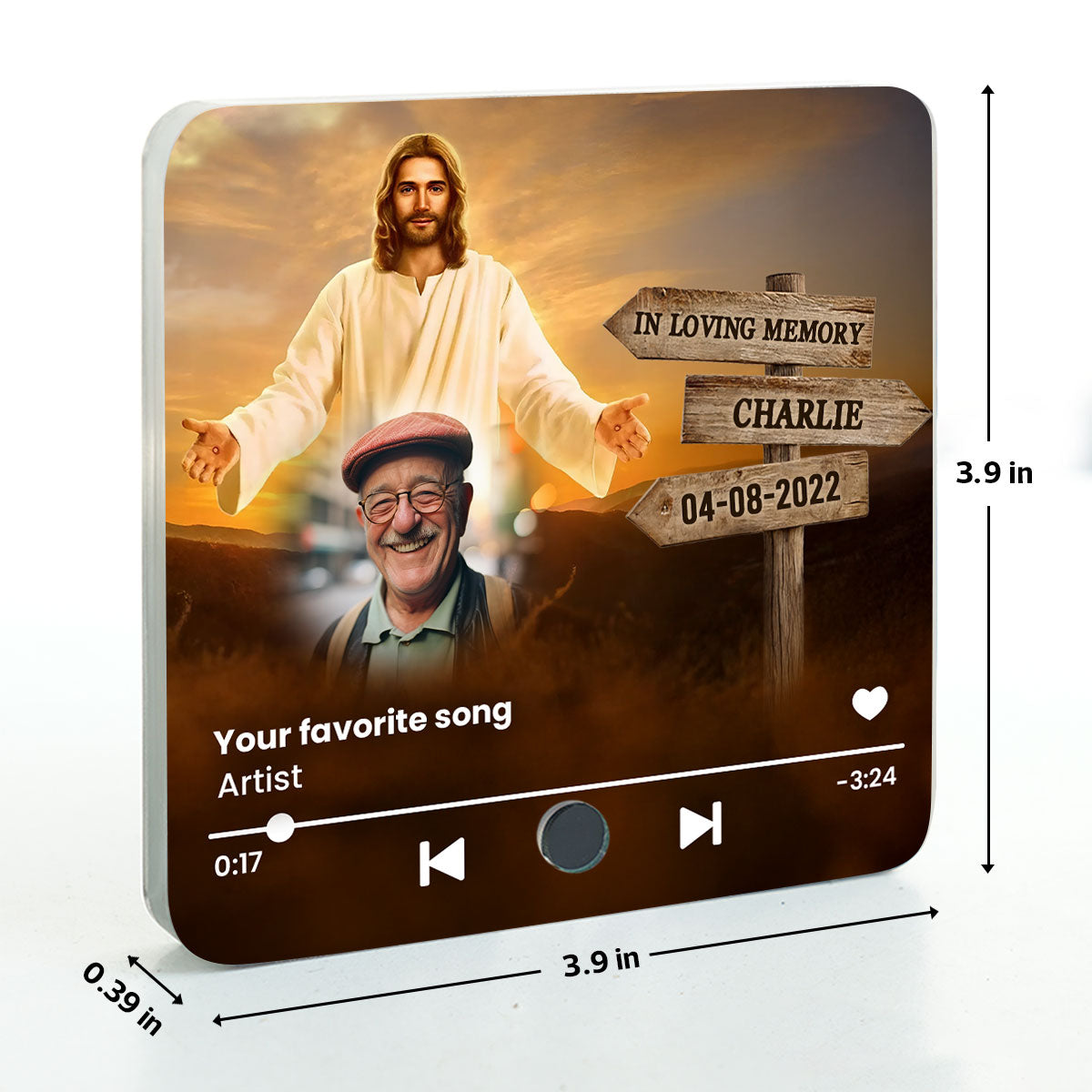 Upload Photo In Loving Memory Personalized Music Fridge Magnet, Sympathy Gift