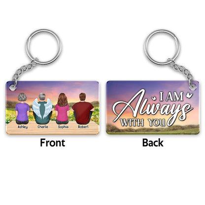 Always With You Memorial Remembrance Keepsake Flower Field Sunset Personalized Acrylic Keychain