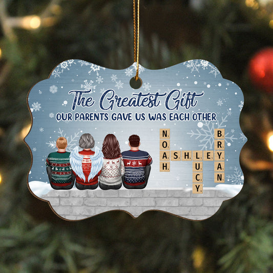 The Greatest Gift Our Parents Gave Us Was Each Other Crossword Puzzle Art Personalized Wooden Ornament - Created In A Moment, Treasured Forever