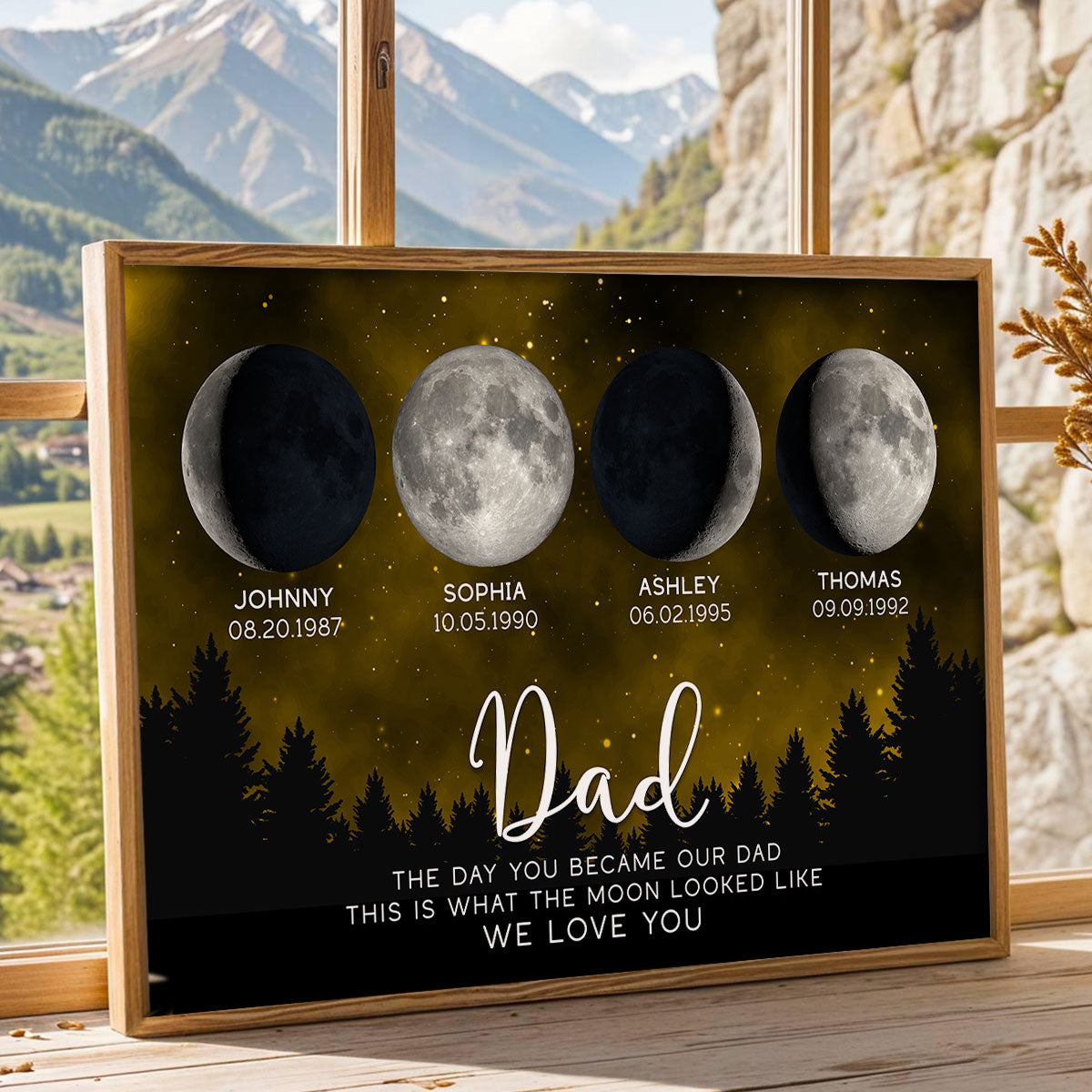 This Is What The Moon Looked Like The Day You Became Dad Grandpa Custom Birth Moon Phase Personalized Poster