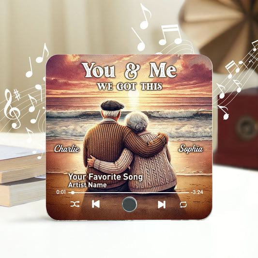 You & Me We Got This Old Couple At Sunset Beach Personalized Music Fridge Magnet, Valentine's Gift For Her, Gift For Him