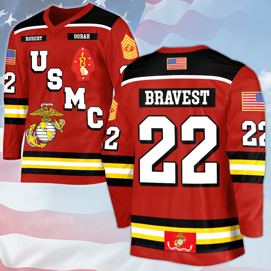 Custom All Branches US Military Hockey Jersey Rank Division Name For Military Retirement Veteran Dad Grandpa H2511 Trna