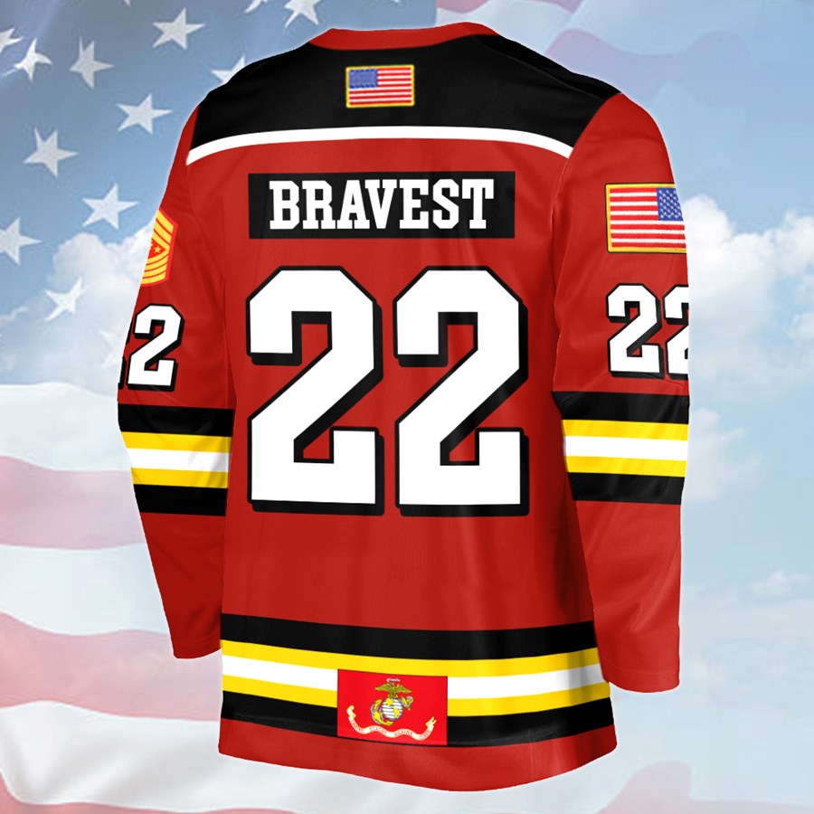 Custom All Branches US Military Hockey Jersey Rank Division Name For Military Retirement Veteran Dad Grandpa H2511 Trna