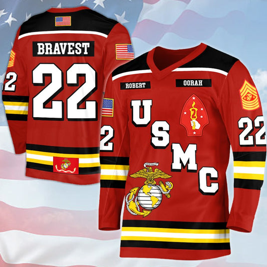 Custom All Branches US Military Hockey Jersey Rank Division Name For Military Retirement Veteran Dad Grandpa H2511 Trna