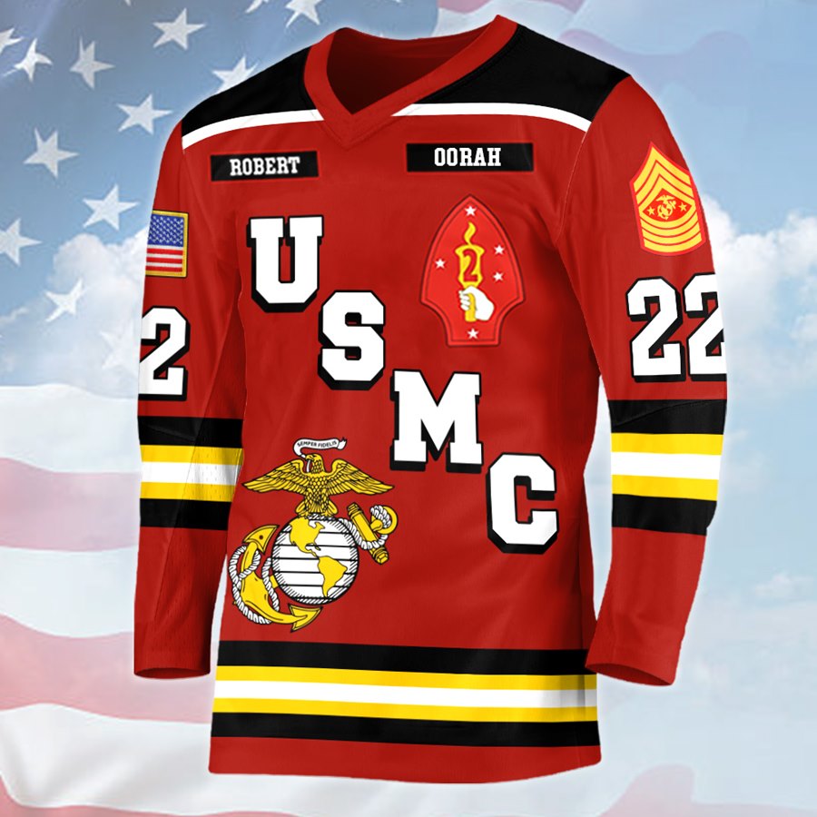 Custom All Branches US Military Hockey Jersey Rank Division Name For Military Retirement Veteran Dad Grandpa H2511 Trna