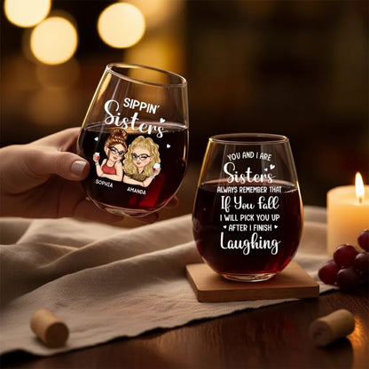 Custom Wine Glass - Personalized Best Friend Birthday Gifts For Women, Besties, Sisters, BFF - Forever My Drinking Buddy