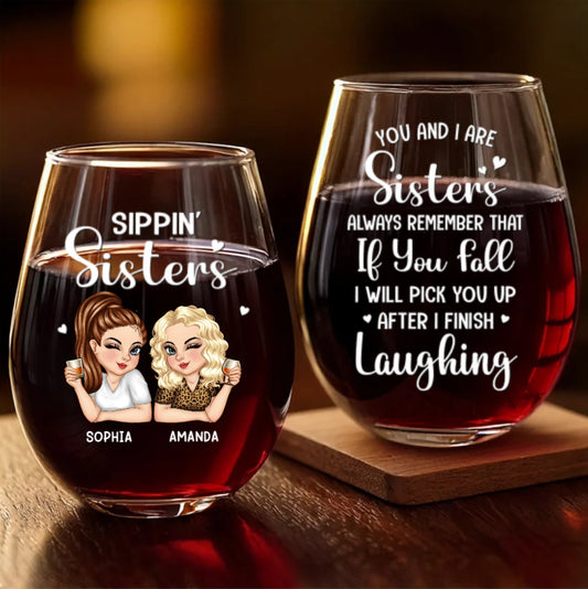 Custom Wine Glass - Personalized Best Friend Birthday Gifts For Women, Besties, Sisters, BFF - Forever My Drinking Buddy