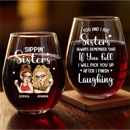 Custom Wine Glass - Personalized Best Friend Birthday Gifts For Women, Besties, Sisters, BFF - Forever My Drinking Buddy