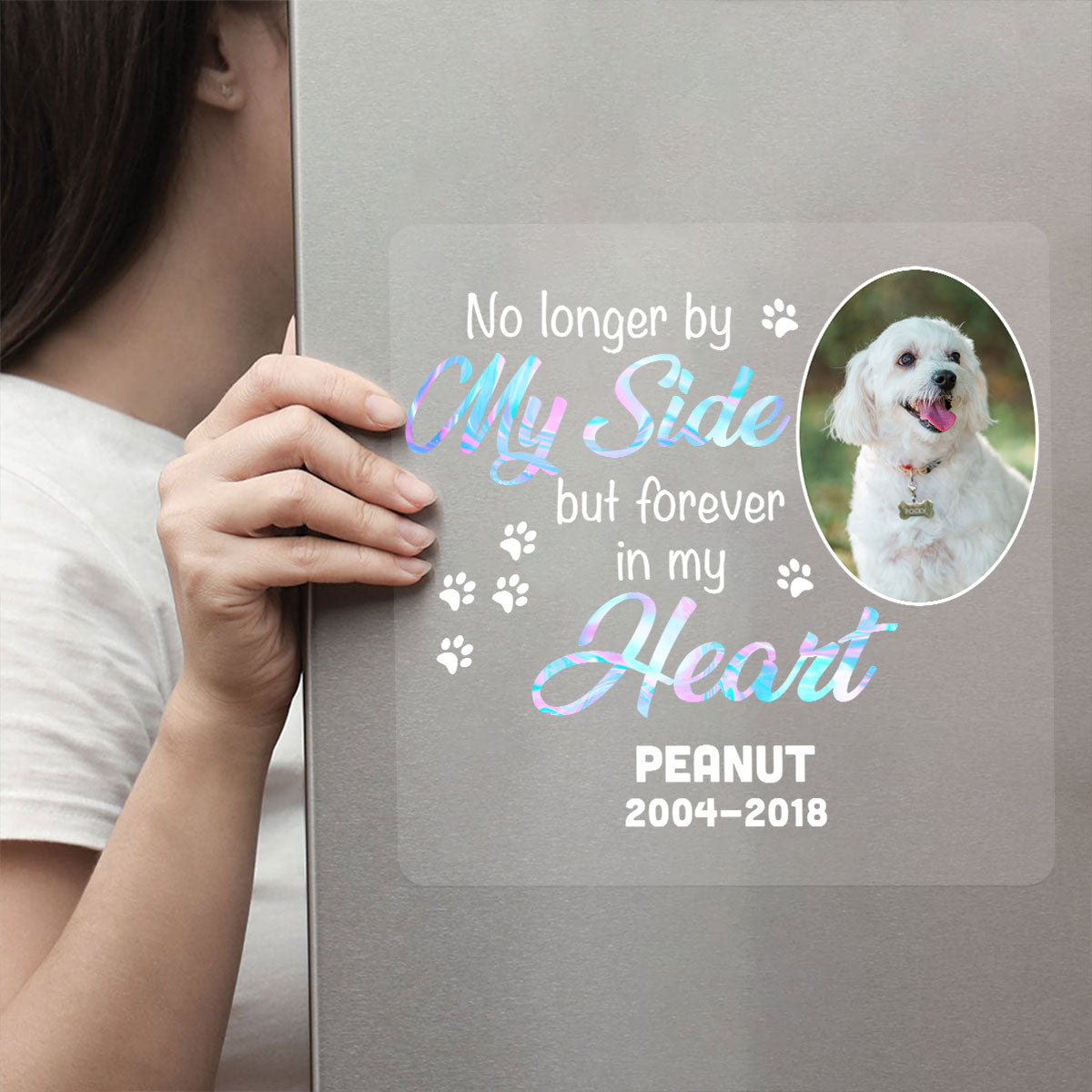 No Longer By My Side But Forever In My Heart Pet Memorial Personalized Decal